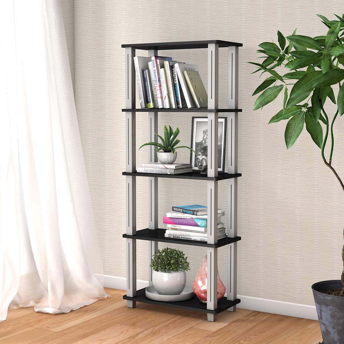 Tangkula 57" Storage Shelves, Space-Saving 5-Tier Storage Rack Organizer Multi-Use Shelving Unit for Home/Office/Dormitory/Garage/Warehouse (Black) Tangkula