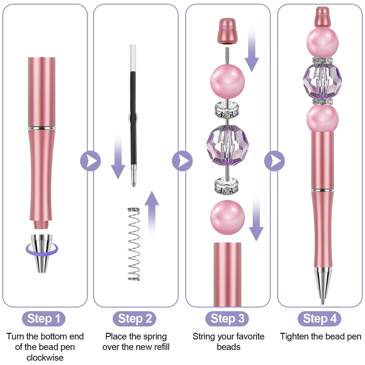 Joyberg 15 PCS Beadable Pens, Beadable Pens Bulk Colored Plastic, Black Ink Beaded Pens Creative Diy Pen, Bend Pens for Make Gifts for Children and Students, Office School Supplies Joyberg