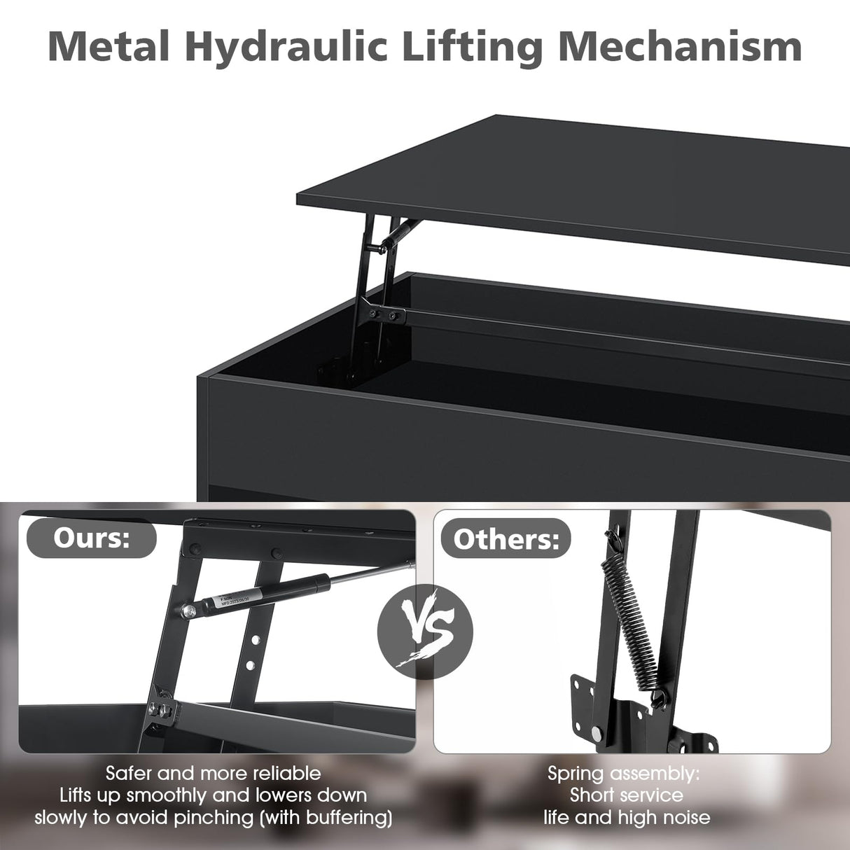 LED Coffee Table for Living Room Morden Coffee Tables with Lift Top High Gloss 4 Tiers WhiteTea Table with Storage Center Tables Sofa Hidden Compartment & 1 Open Shelve & 1 Drawer HOMMPA