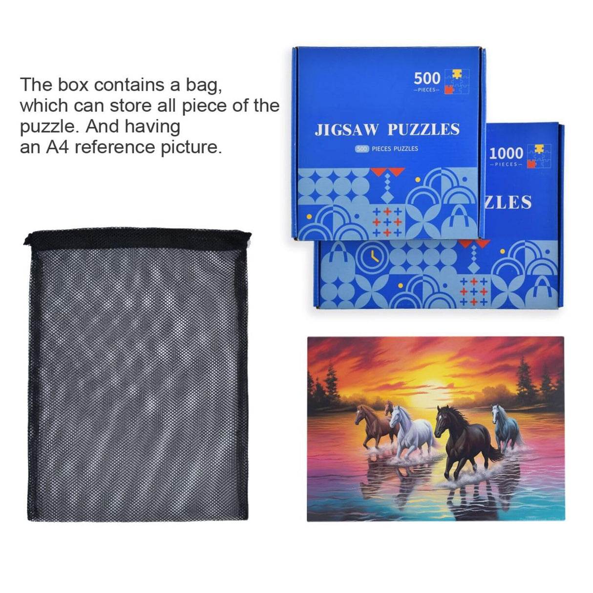 xigua Running Horse Jigsaw Puzzles for Adults 1000 Piece, Puzzles for Adults 1000 Piece Challenging Kids Teens Family Puzzle Game xigua