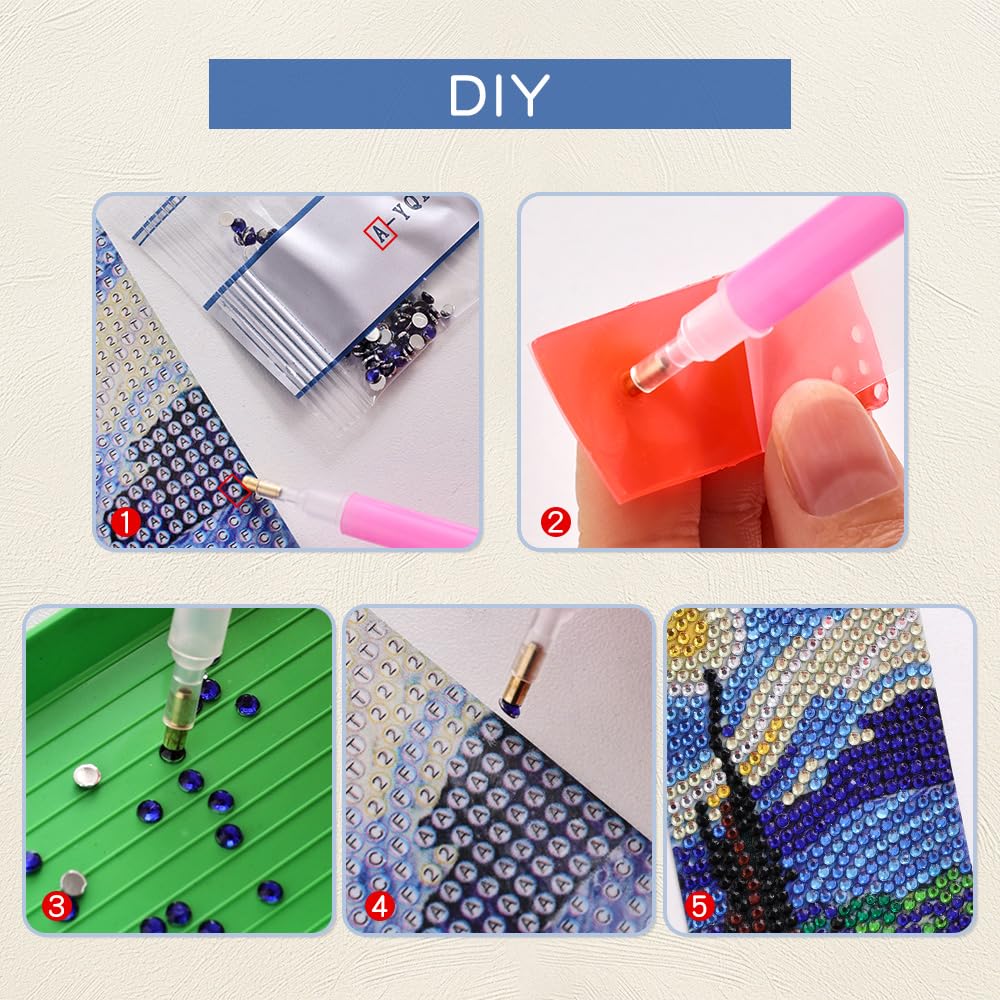 icceemee 4 pcs Oil Painting Themes Diamond Painting Bookmarks, DIY Diamond Art Kits for Adults, Book Corner - Protecting Bookmark Craft Supplies Kits for Book Lovers (Oil Painting) icceemee