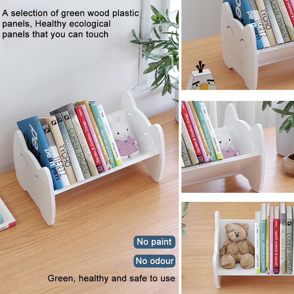 Hggzeg Kids Bookcase Small Desktop Children Bookshelf Storage Display Rack, White Book Organizer for Kids Room (White) Hggzeg