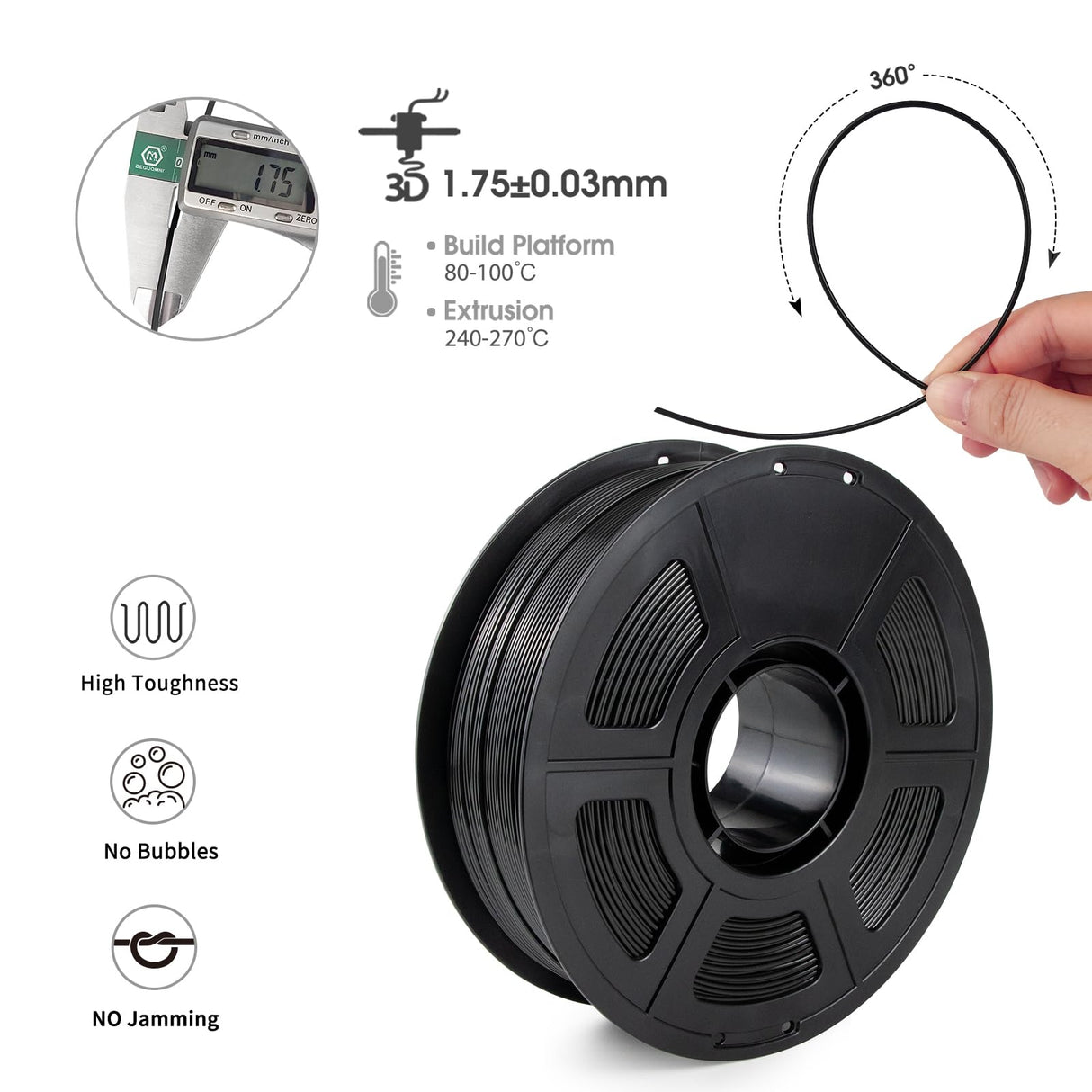 iSANMATE ASA Filament 1.75mm Black 1KG, UV & Weather Resistant 3D Printer Filament Perfect for Outdoor Functional Parts, Dimensional Accuracy +/- 0.02mm, 1kg Spool (2.2lbs) iSANMATE