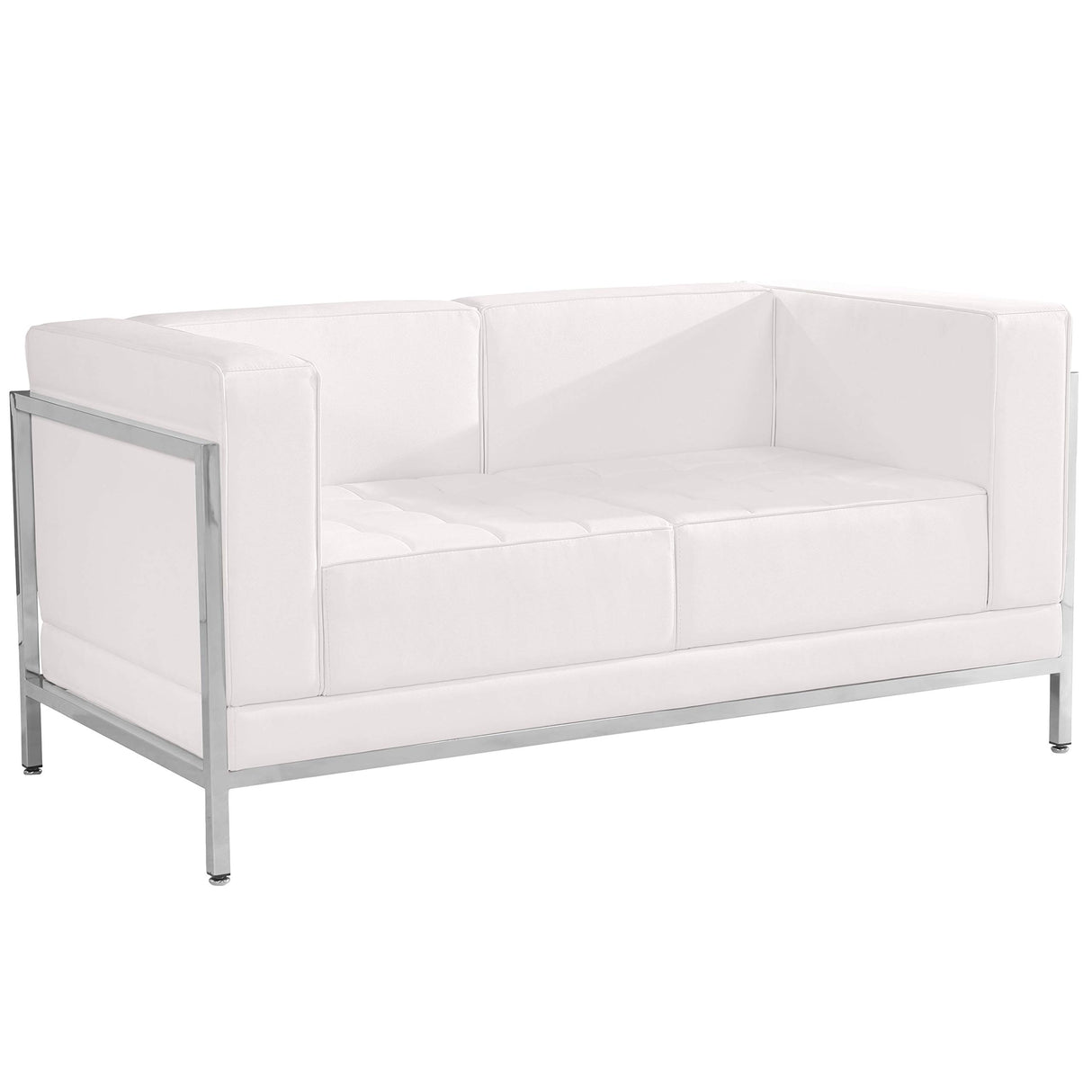 Flash Furniture HERCULES Imagination Series Contemporary White LeatherSoft Loveseat with Encasing Frame Flash Furniture