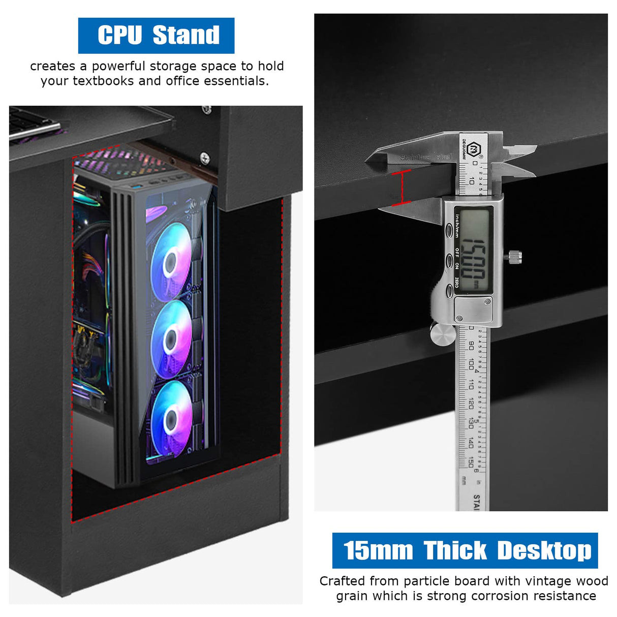 PayLessHere Office Desk, Computer Desk with Drawers Keyboard Tray 43" Study Writing Desks for Home with Storage Shelves, Desks & Workstations PayLessHere