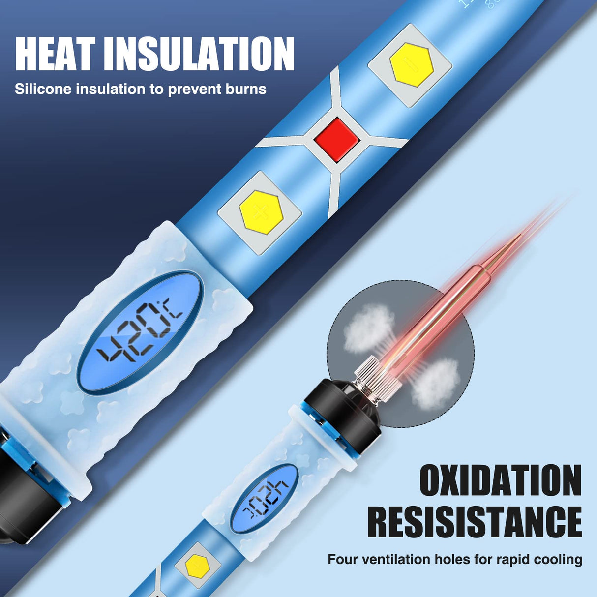 Soldering Iron Kit Electronics, SREMTCH 80W Digital LCD Adjustable Temperature Welding Tool with ON-Off Switch,10 in 1 solder gun SREMTCH