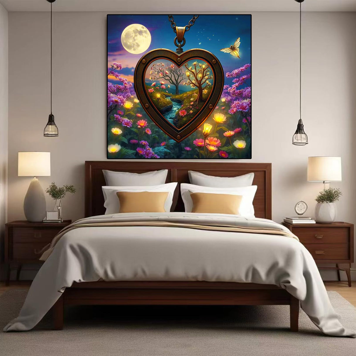 Large Diamond Painting Kits for Adults Landscape Heart Love Moon Flowers, 5D DIY Diamonds Art Crafts Full Square Drill Diamond Art Sets for New Beginners Paint by Numbers Home Wall Decoration 16x16'' Lvmuu