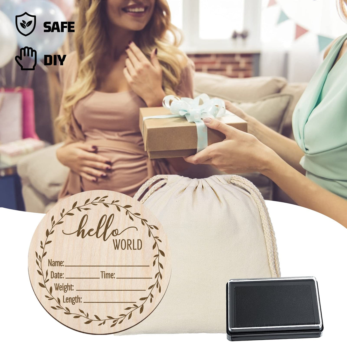 Newborn Birth Announcement Sign,Personalized Baby Announcement,Custom Engraved Wooden Baby Name Sign,Newborn Photo Props, Hello World Newborn Mayyi