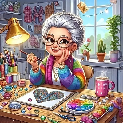 JFYHAB Diamond Art Kits for Adults,5D Grandma Diamond Painting DIY Diamond Art Diamond Painting Kits for Adult,Round Full Drill Diamonds, Diamond Art Kits for Home Decor-12x12inch