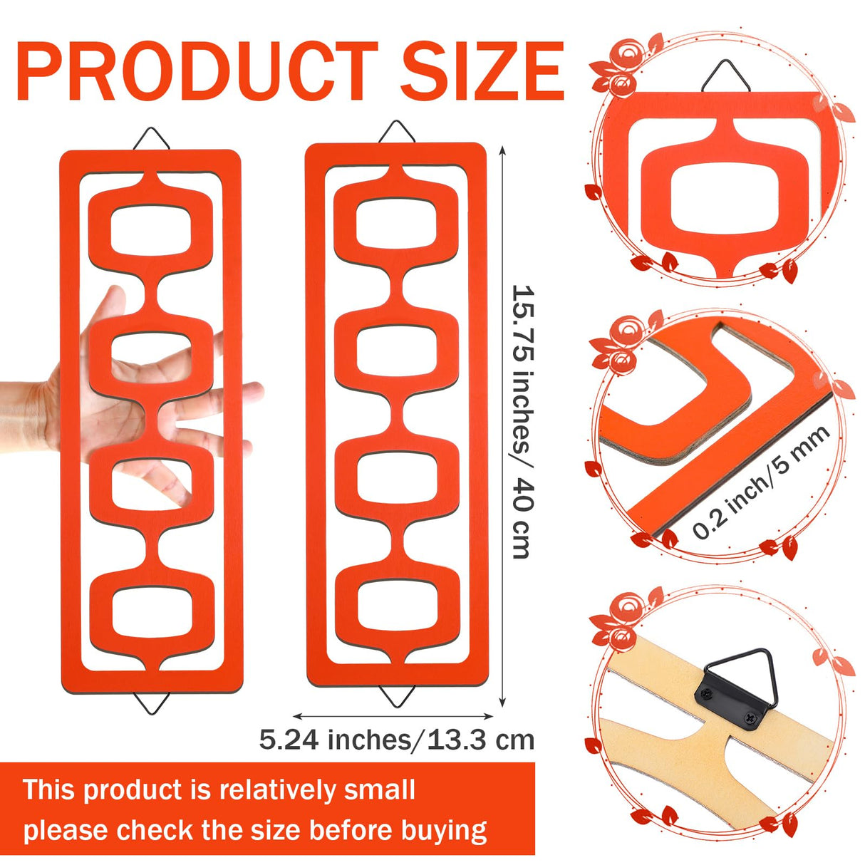 CroBlissful 2 Pcs Mid Century Modern Wall Art Wood Mid Century Elegance Decor Accents Abstract Wall Sculpture Geometric Panels for Interior Panel Art for Home Living Room(Orange) CroBlissful