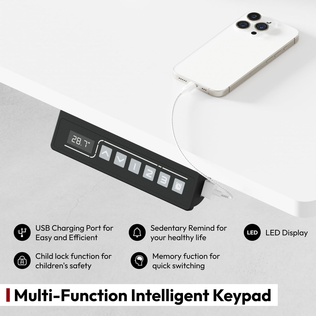 SANODESK Electric Standing Desk 48x24 Inch Height Adjustable Stand Up Desk Home Office Computer Workstation Sit Stand Home Office Desk with Splice Board (White Frame + White Top) SANODESK