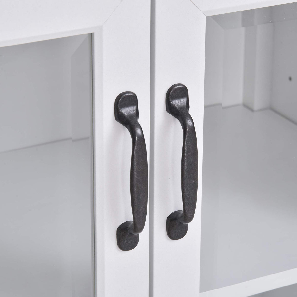 HOMCOM 71" Black Bookcase Storage Hutch with Adjustable Shelves and Glass Doors HOMCOM