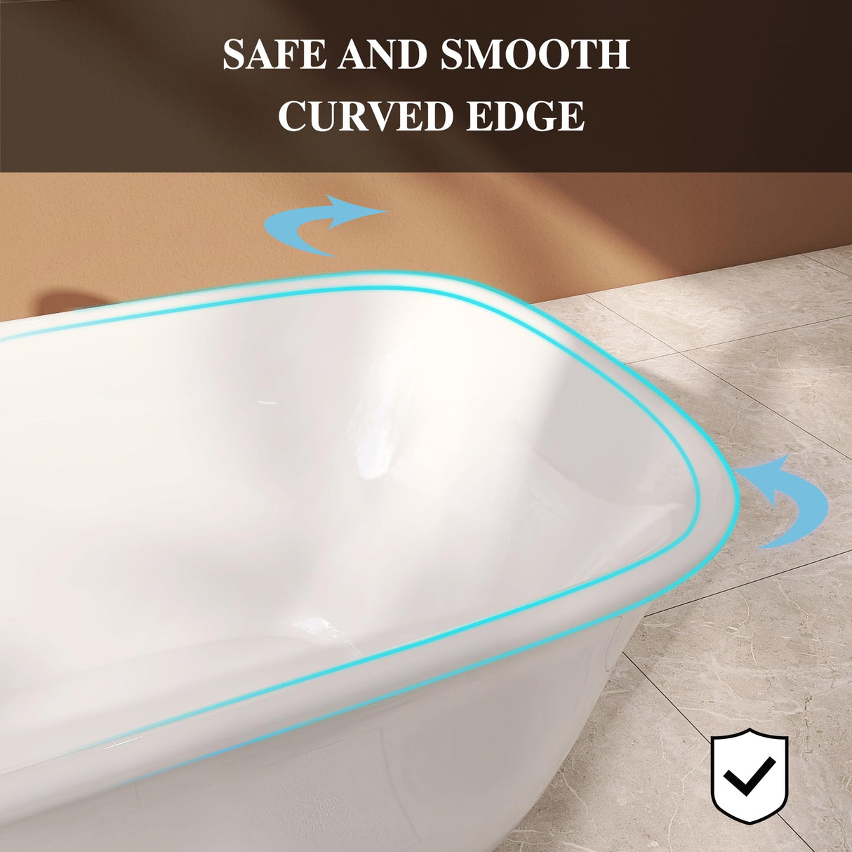 Adecab 59" Acrylic Freestanding Bathtub, Soaking Tub for Bathroom, Stand Alone Tub, cUPC Certified, Integrated Overflow and Drain, Gloss White ADECAB