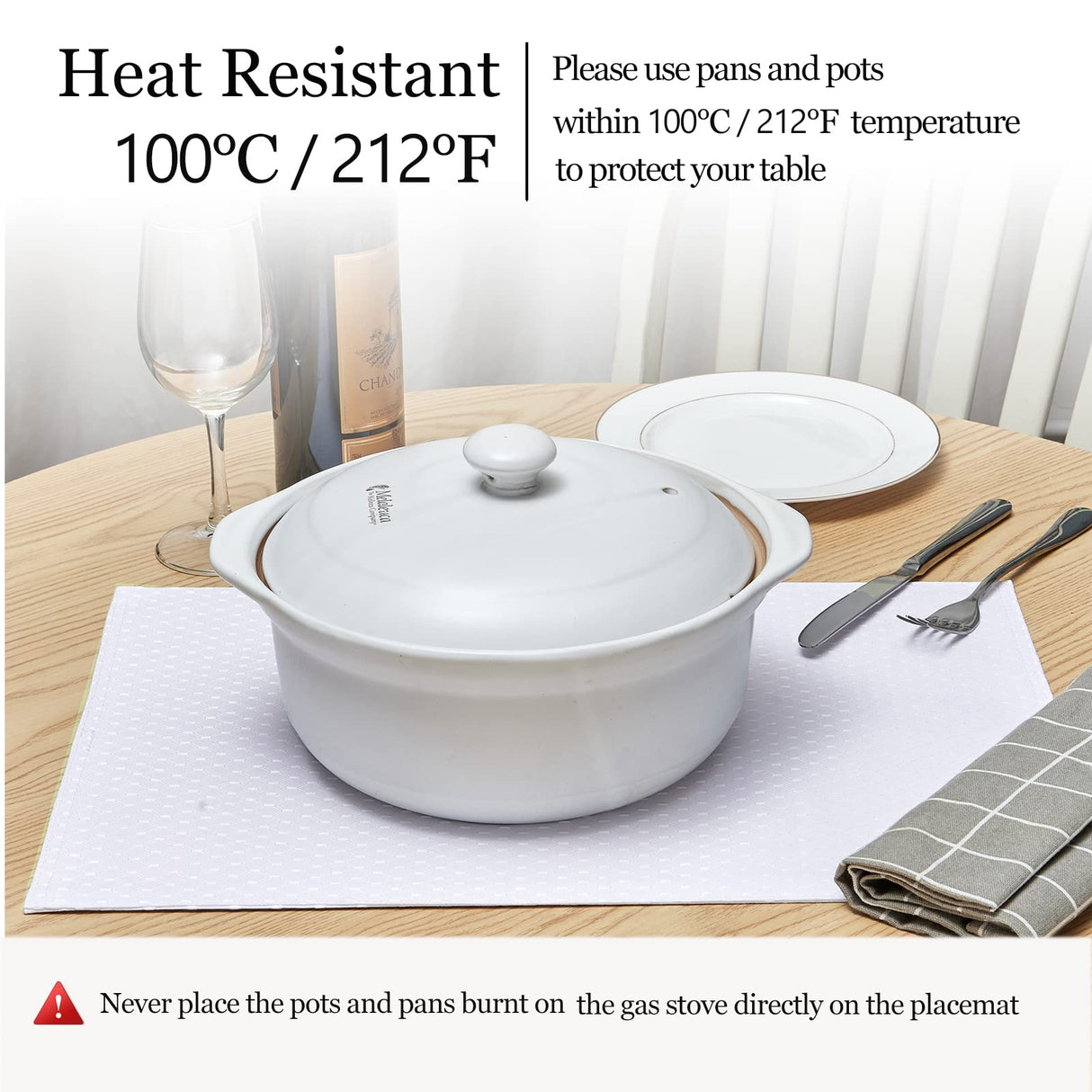 Homejoy Place Mats Set of 8 – Rectangle Rectangular Waterproof Fabric Polyester Cloth Washable Wipeable Heat Resistant Placemats for Kitchen Dining Dinner Table Indoor 13 x 19 Inch White HomeJoy