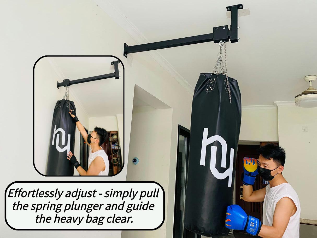 Wall Ceiling Heavy Bag Hanger Roller Mount Saving Space 42'' Long Ease Adjust for Heavy Punching Bags up to 300 LBS shikoyi