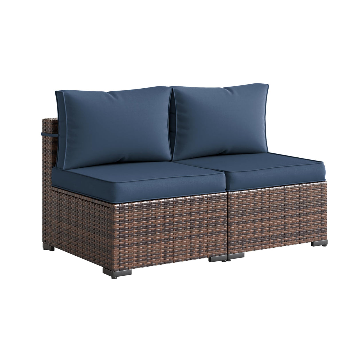 UDPATIO 2 Pieces Patio Furniture Sofa Sets, Outdoor All-Weather Patio Sectional Sofa with Non-Slip 4 Inch Thick Cushion Deep Seating High Back (Navy Blue) UDPATIO