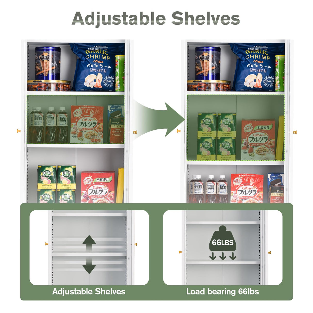 IRONMIX Modern Display Cabinet with Doors, Curio Cabinet with 4 Adjustable Shelves, 5-Tier Display Case, 71" Tall China Cabinet for Living Room, Tall Bookcase for Home Office (23.5 W, White) IRONMIX