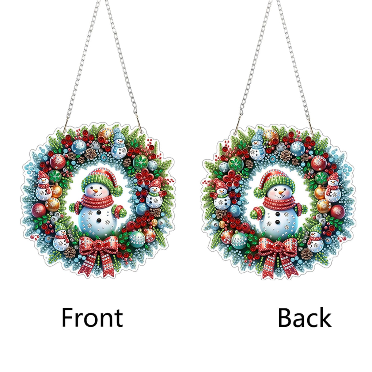 EIBEILI Christmas Wreath Hanging Diamond Art Painting Kits for Adults Beginners, 5D Special Shape Diamond Art Kits Snowman, Crystal Gem Painting Arts and Crafts for Double-Sided EIBEILI