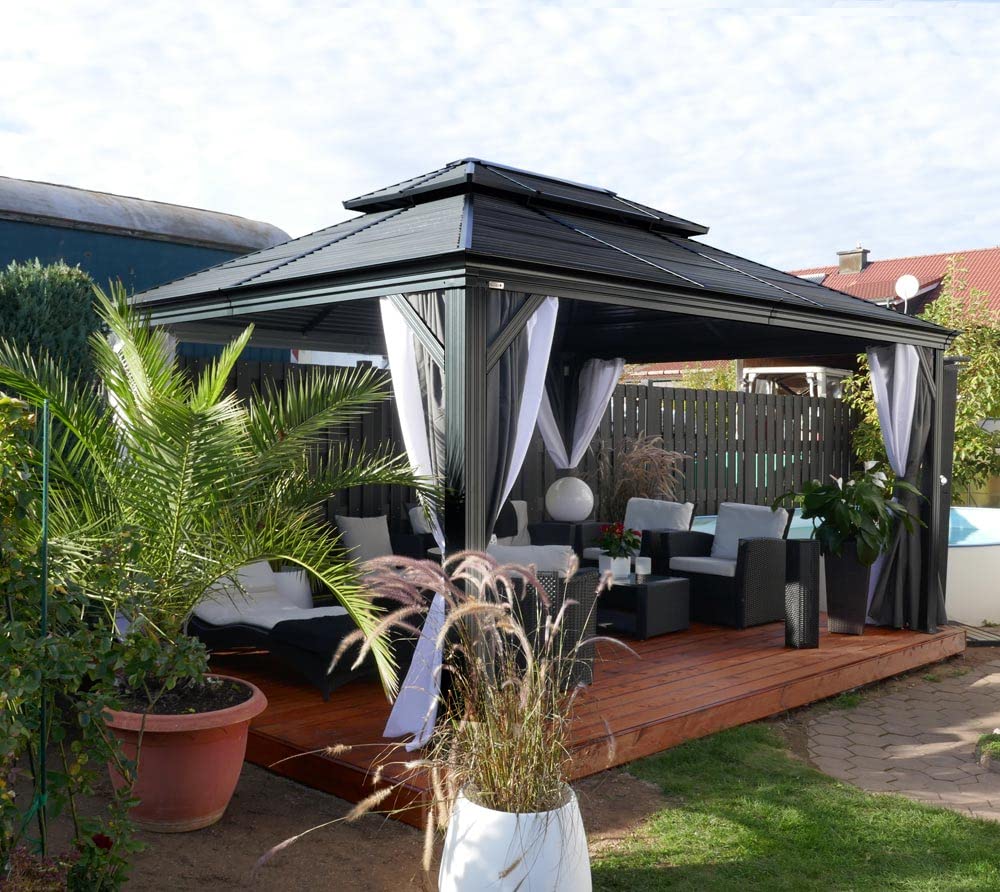 Sojag Outdoor 12' x 16' Mykonos Double Roof Hardtop Gazebo Outdoor Sun Shelter Sojag