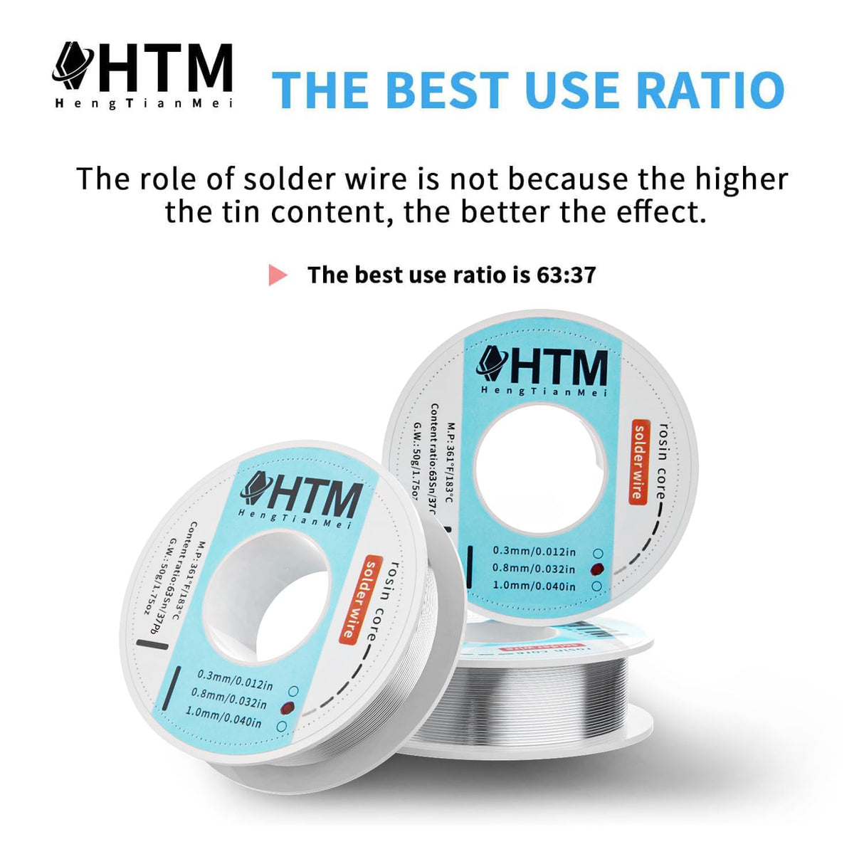 63/37 Rosin Core Tin Lead Solder Wire For Electrical Soldering(0.3mm/50g) HengTianMei