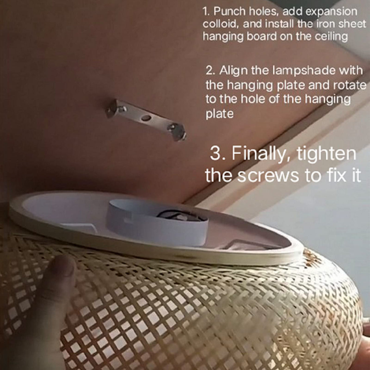 16"Woven Wicker Boho Light Fixtures Ceiling Mount, Hand-Woven Shade Flush Mount Ceiling Light, Farmhouse Rattan Ceiling Light Drum Shade, Flush Mount Chandelier for Bedrooom Nursery Restaurant OUKANING