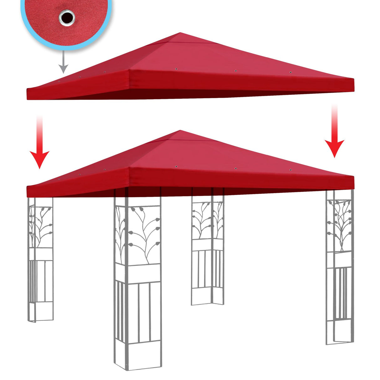 BenefitUSA Replacement 10'X10'Gazebo Canopy top Patio Pavilion Cover Sunshade Polyester Single Tier (Burgundy) BenefitUSA