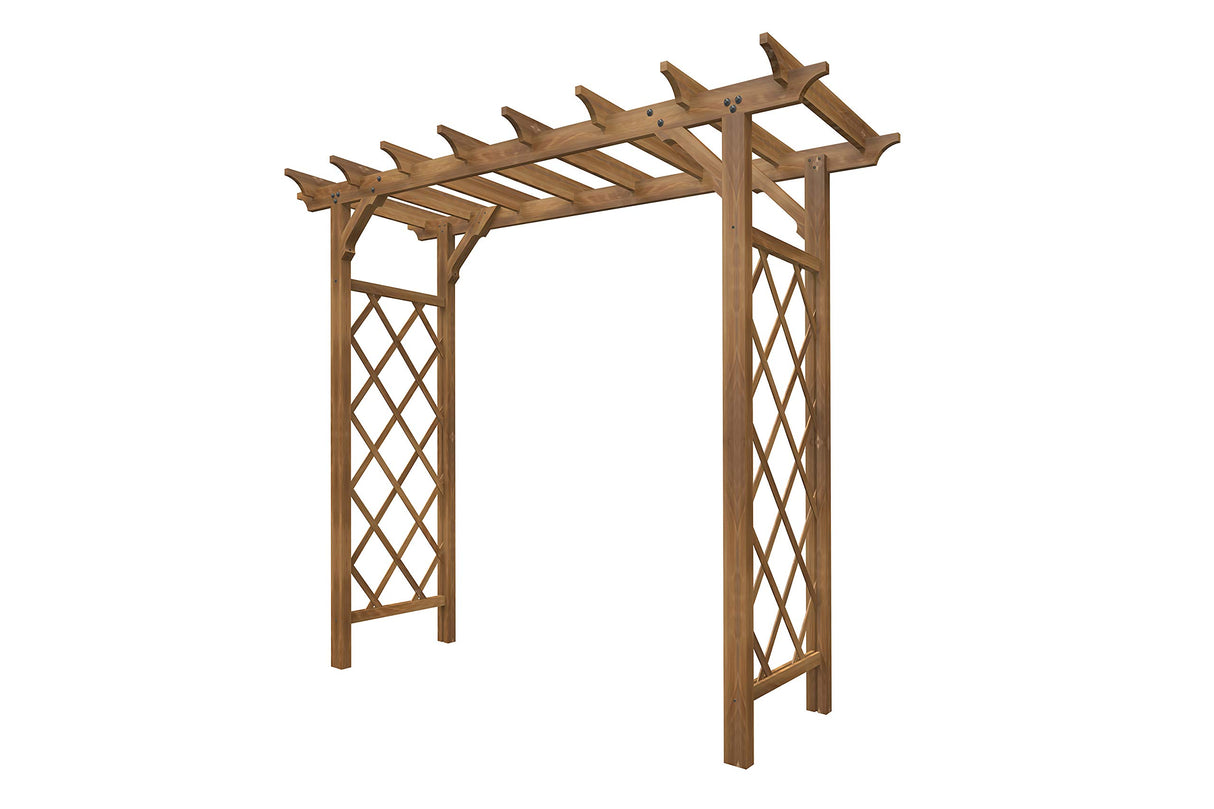 Vita Heartwood Grande Cedar Arbor, Golden Brown, FSC, Wood, 85 inch L x 26 inch W x 89 inch H, Opening Width 78 inches, Garden Décor Shade Arch, VA68898 Vita