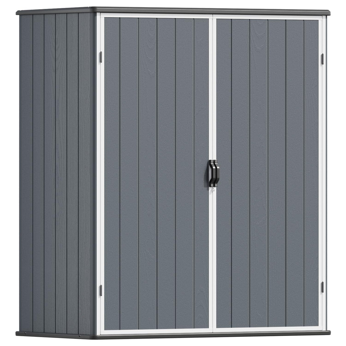Patiowell Plastic Outdoor Storage Shed, 5 x 3 FT Patio Storage Shed Cabinet with Stable Roof & Lockable Doors Waterproof Resin Shed for Tools, Patio Furnitrue Accessories, Dark Gray Patiowell