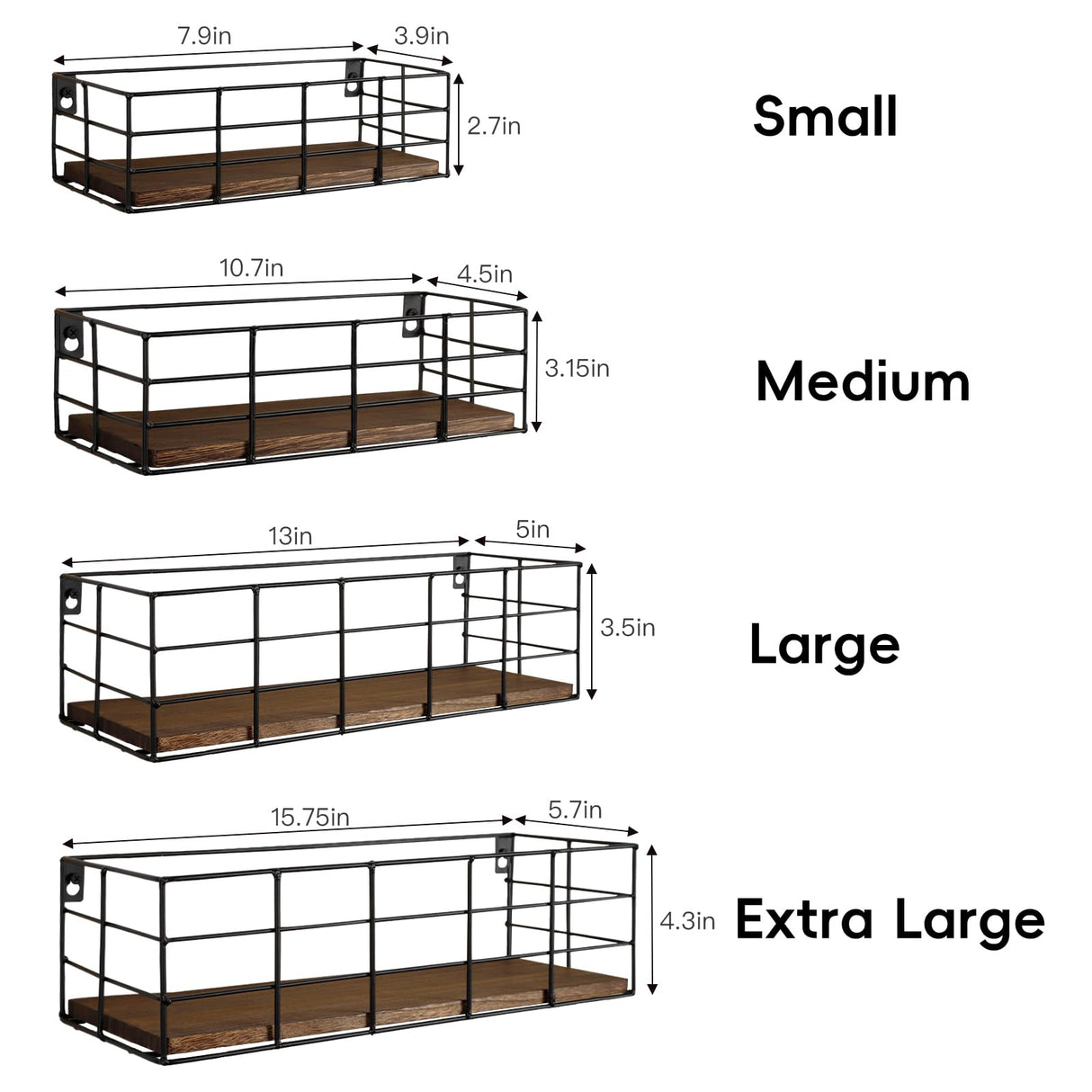 Fixwal Hanging Floating Shelves, 4 Sets of Wall Mounted Shelves for Wall Storage, Hanging Storage Shelf for Bathroom, Living Room, Bedroom, Kitchen (Paulownia) Fixwal