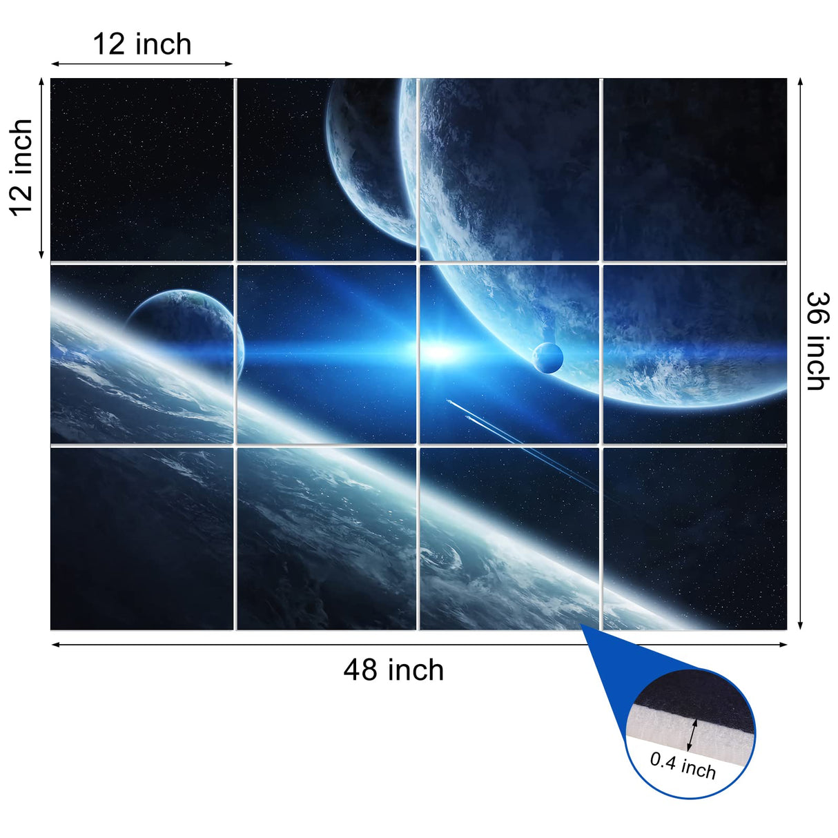 Dmsky Art Acoustic Panels,48“x36”Acoustical Wall Panel, Decorative Sound Absorbing Panel for Walls, Studio Acoustic Treatment Soundproof Wall Panel(12 Pack,Space) Dmsky