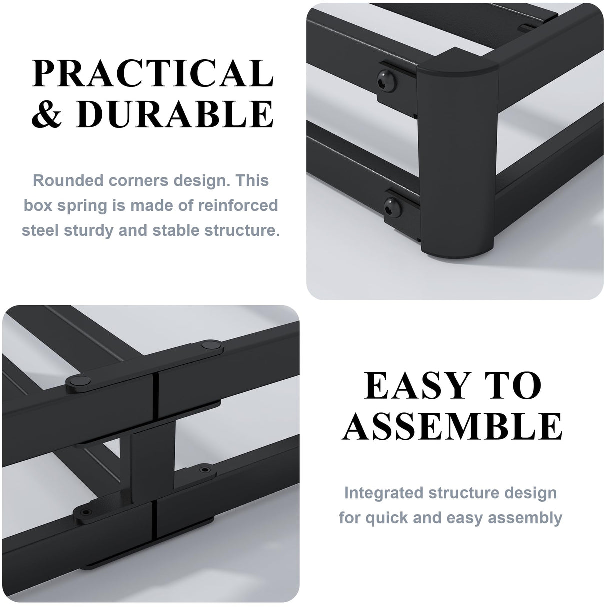 Vehowy 4 Inch Box Spring for Queen Bed,Queen Size Box Spring Only,Heavy Duty Mattress Foundation,Metal Bed Base,Non-Slip,Easy Assembly Vehowy