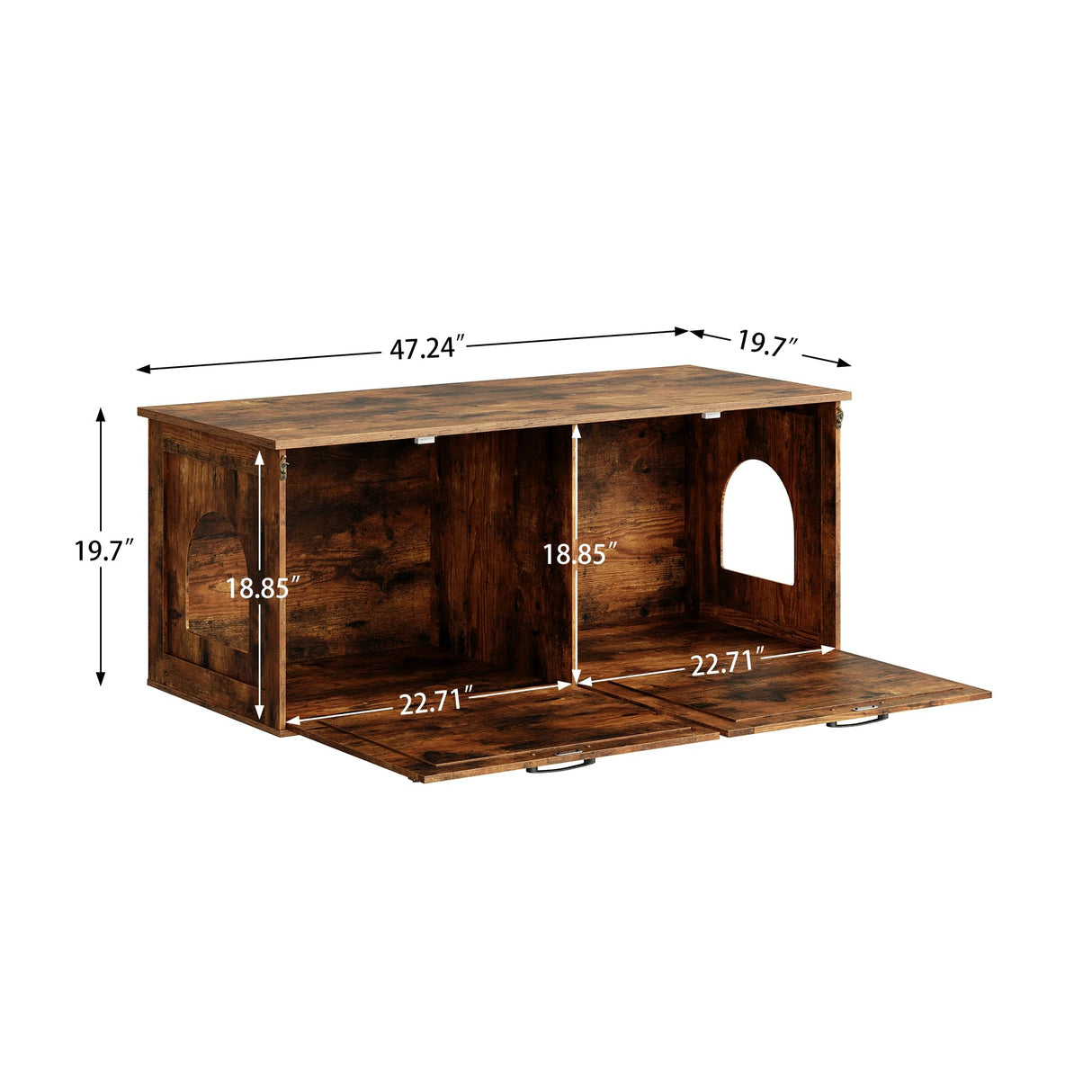 Herture Double Cat Litter Box Enclosure, Hidden Litter Box Cabinet Furniture, Modern Litter Box Storage, Enclosed Cat Litter Box Furniture, Easy to Clean Rustic Brown PG06MWN Herture
