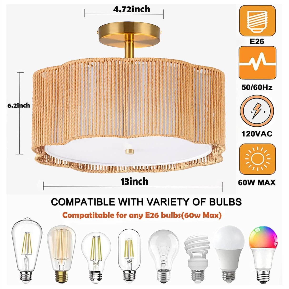 Rattan Ceiling Light Fixtures flush mount,Boho Ceiling Light,Semi Flush Mount Ceiling Light,Small Rattan chandelier for bedroom,Nursery Light Fixture,Drum Light Fixture,Rattan Mini Chandelier Jolydoly