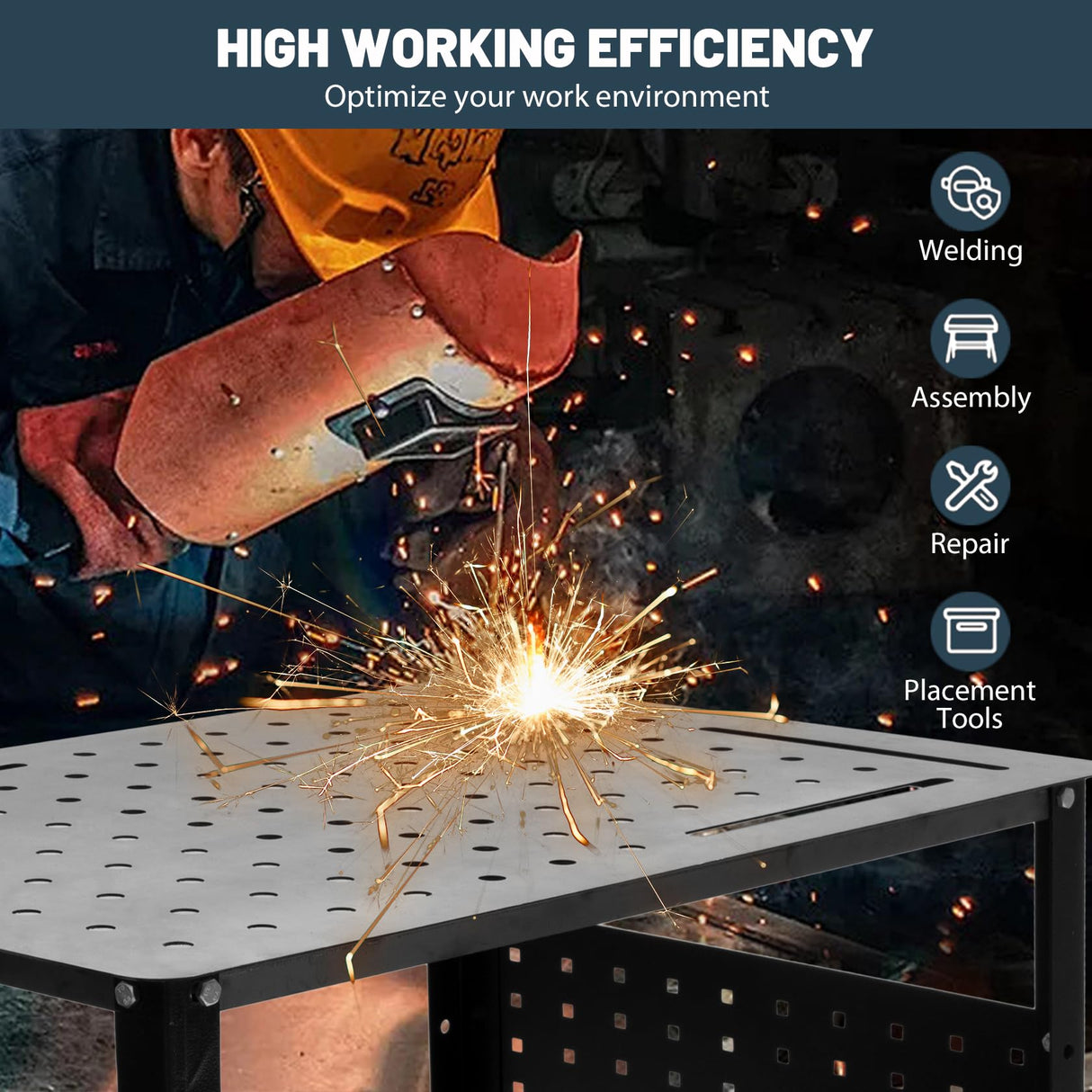 Hymula Welding Table 36" X 24" 1200lbs Load Capacity Heavy Duty Carbon Steel Weld Table for Shop Home Garage, Casters with Brakes, Black Hymula