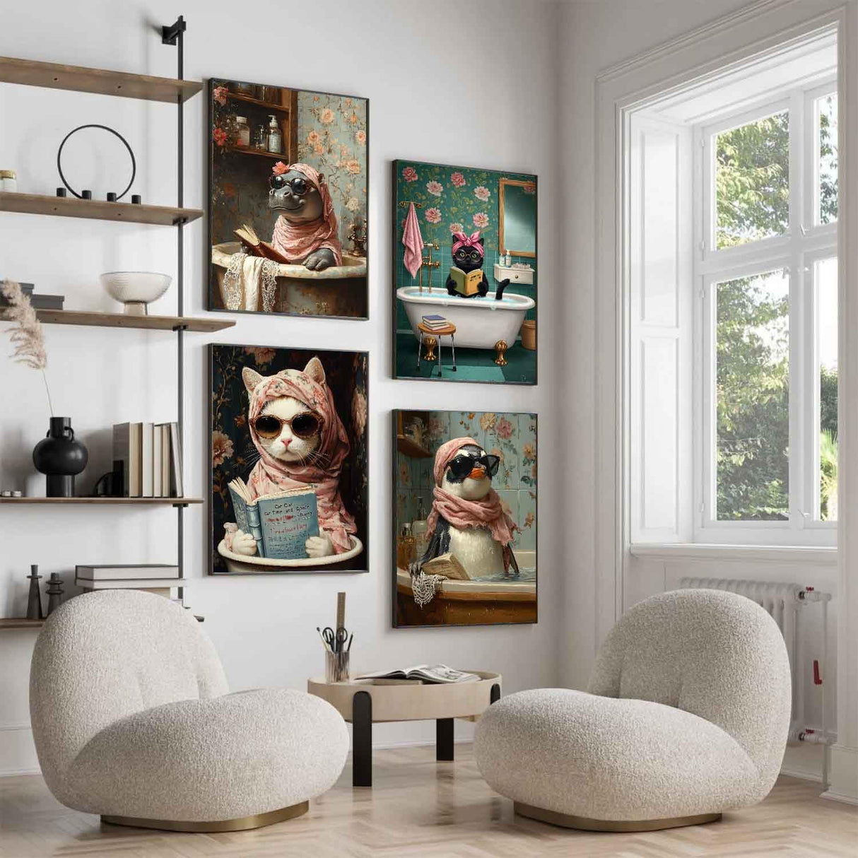 ZXQL 4 Pack Paint by Numbers Kit for Adults, Funny Bathing Animal DIY Adult Paint by Number Kits Pack Beginners Easy Acrylic On Canvas for Painting Home Decor Creative Wall Art 24x30 inches (mm-1) ZXQL