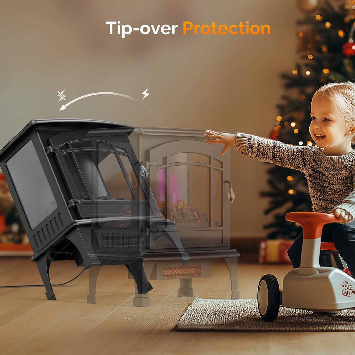 Bonnlo 23" W Electric Fireplace Stove, 1500W Portable Freestanding Fireplace Heater w/Remote, Timer, 3D Flame, Overheat & Tip-Over Protections, Suit for Bedroom, Living Room, CSA Approved Bonnlo