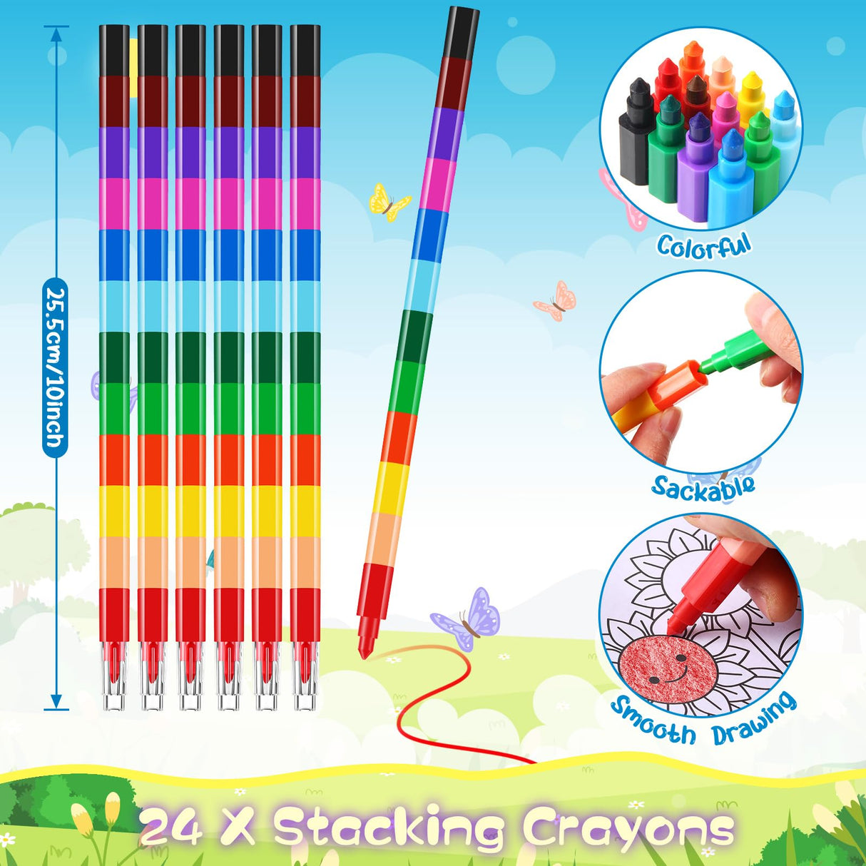 BenLouis 24 Insects Mini Coloring Books Kids with 24 Stacking Crayons Spring Bugs Party Favors Activity Books Bulk for Kids Butterfly Bee Goodie Bag Gift Stuffer Classroom Reward BenLouis