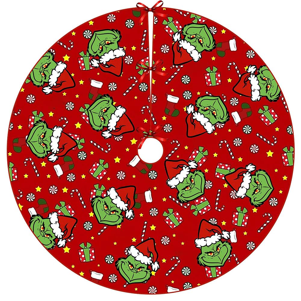 Christmas Tree Skirt 48 Inches Tree Skirts Mats, Large Christmas Decor Mat Tree Decorations for Decor Holiday Party Indoor Outdoor Wvapzwr