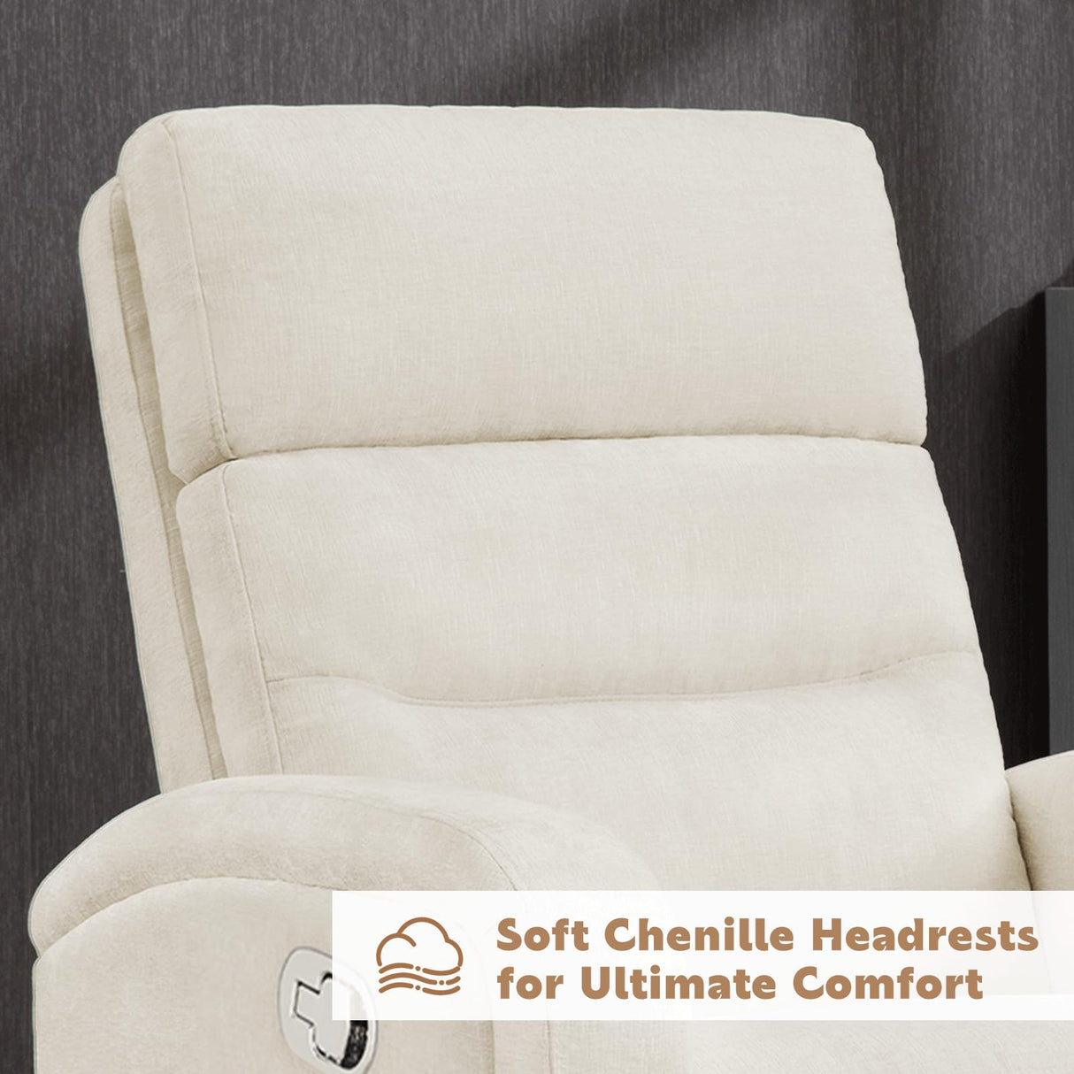 AEMEIOS Nursery Rocking Recliners, 360° Swivel Glider Rocker Recliner with Double Pockets, Manual Nursery Glider Rocker Recliner for Living Room, Chenille White AEMEIOS