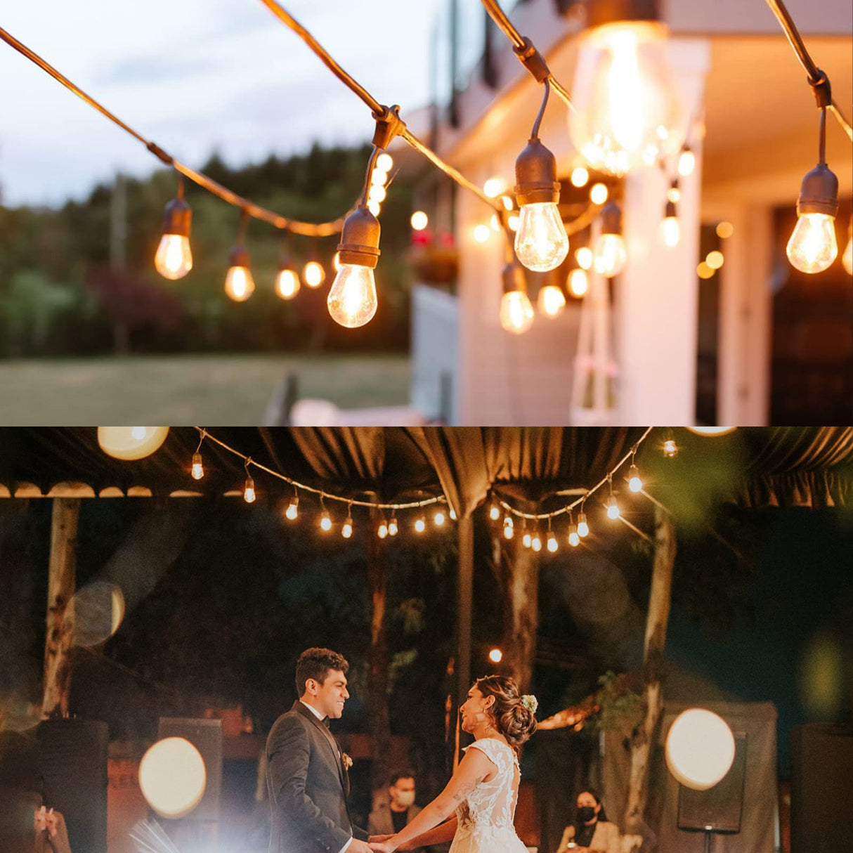 BRIMAX 12FT Outdoor String Lights with 5 LED Bulbs Outdoor Lights Shatterproof Edison Bulb Commercial Grade Waterproof LED Outside Light for Bistro Gazebos Porch Patio Garden BRIMAX