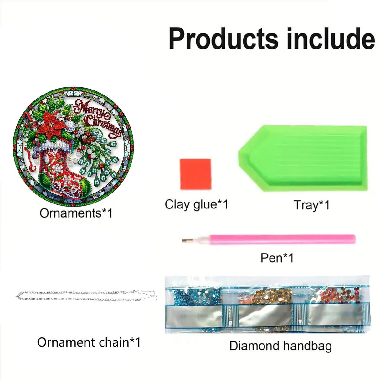 STGLCR DIY Diamond Painting Christmas Ornament for Adult Beginner Christmas Stocking Crystal Diamond Art Painting Special Shaped Rhinestone Hanging Window Pendants Home Office Decor Crafts 7.7IN STGLCR