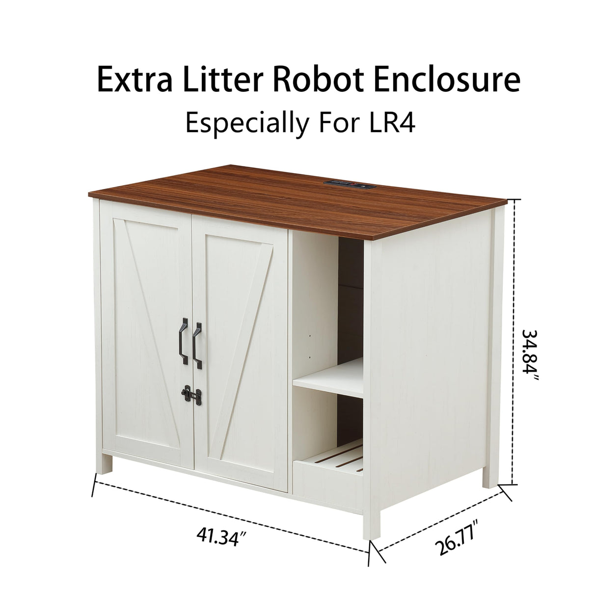 FOREST GRAVITY Cat Litter Robot Enclosure,for Placing Litter Robot 3/4,Power Outlet and Dog-Proof Shelf for Litter Robot Cabinet,Litter Collector for Automatic Litter Box Enclosure,Antique White FOREST GRAVITY
