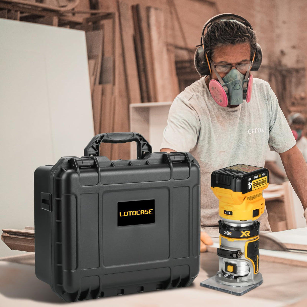 Hard Case for Dewalt Router - Tool Bag for Dewalt 20V Max XR Cordless Woodworking Router Tool, Waterproof & Shockproof Box for Dewalt 20v Router Brushless DCW600B | Battery & Charger (Case Only) LOTOCASE