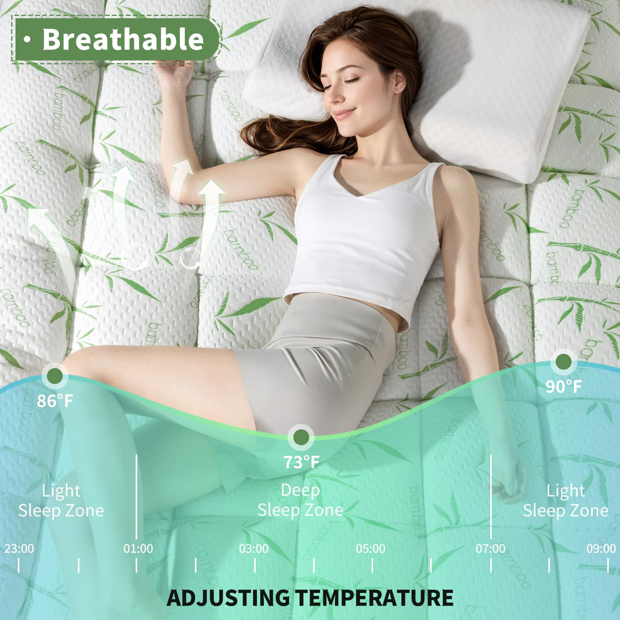 Jov5tic Mattress Topper Queen Size - 1200GSM 3D+7D Down Alternative Fill, Viscose Made from Bamboo Cover, Extra Plush for Back Pain, 8"-18" Deep Pocket(Queen,60"x80") jov5tic