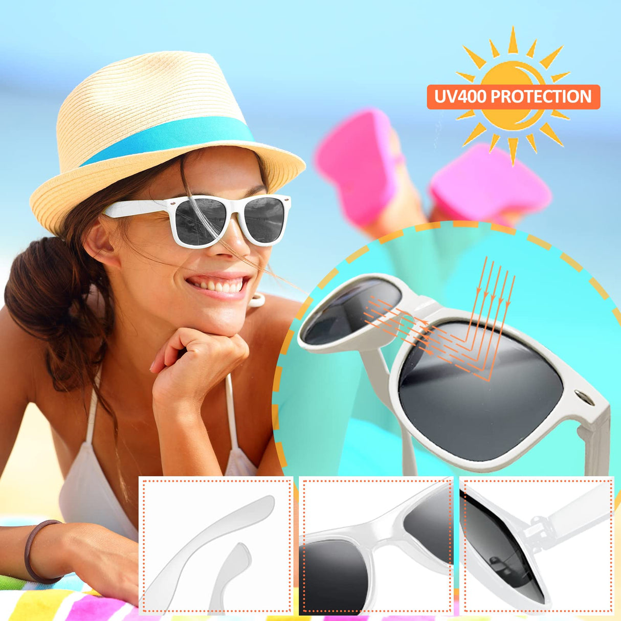 Oleitodh 60 Pack Adult White Sunglasses for Men Women in Bulk Plastic Vintage Retro Style Sunglasses 70s 80s Classic Shades Eyewear Party Prop Favors Supplies Oleitodh