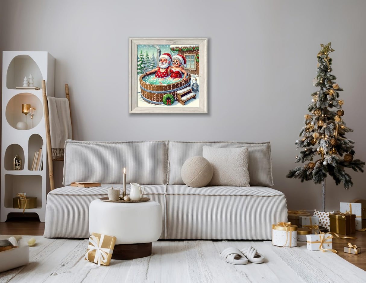 5D Diamond Art Kits for Adults,Christmas Couple Special Shape Diamond Painting Kits for Beginners, Winter Hot Springs DIY Crystal Diamond Dots Gem Art Craft for Home Decor 11.8x11.8 Inch Acelii