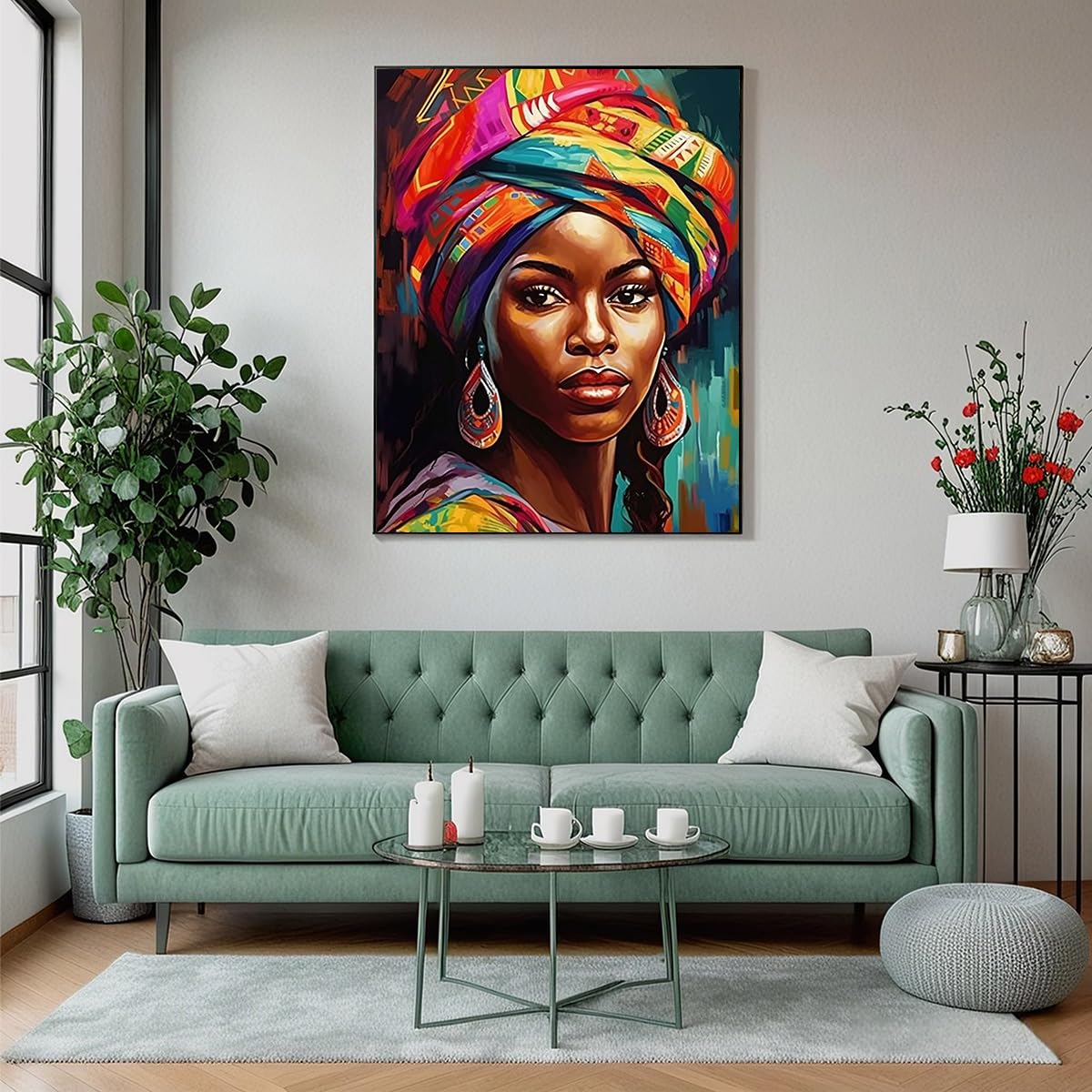 African Woman Diamond Painting, 30x40cm Traditional Portrait Cultural Art, DIY Craft Kit for Adults, Unique Wall Decor Gift Amz Camel