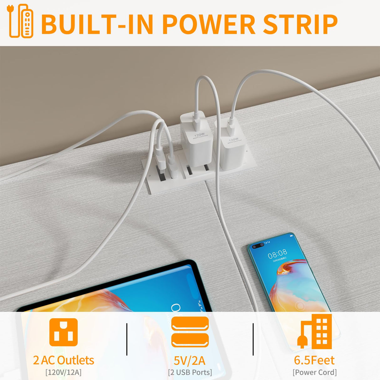 DrawXynth White Dresser for Bedroom with LED Lights and Power Outlets, 55" TV Stand with 10 Drawers & Open Shelves, Fabric Chest of Drawers with PU Finish, Metal Frame, Wood Top DrawXynth