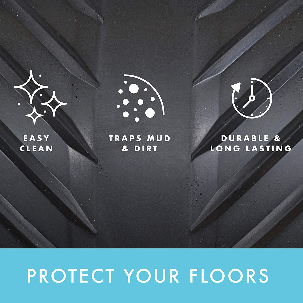 CLIMATEX Indoor/Outdoor Rubber Runner Mat, Door Mat For Floor Protection, 27" X 10', Black (9A-110-27C-10) CLIMATEX