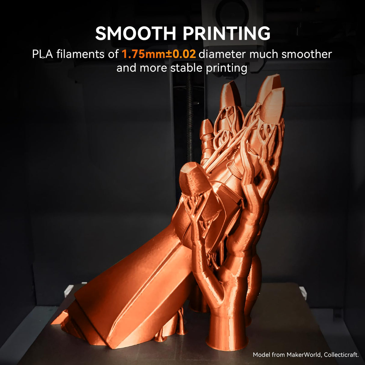 TECBEARS Silk Filament 1.75, Shiny Silk PLA Filament, 3D Printer Filament with Smooth Silky Surface, 250G Spool, 8 Rolls, Gold+Silver+Purple+Green+Blue+Pink+Orange+Red Copper TECBEARS